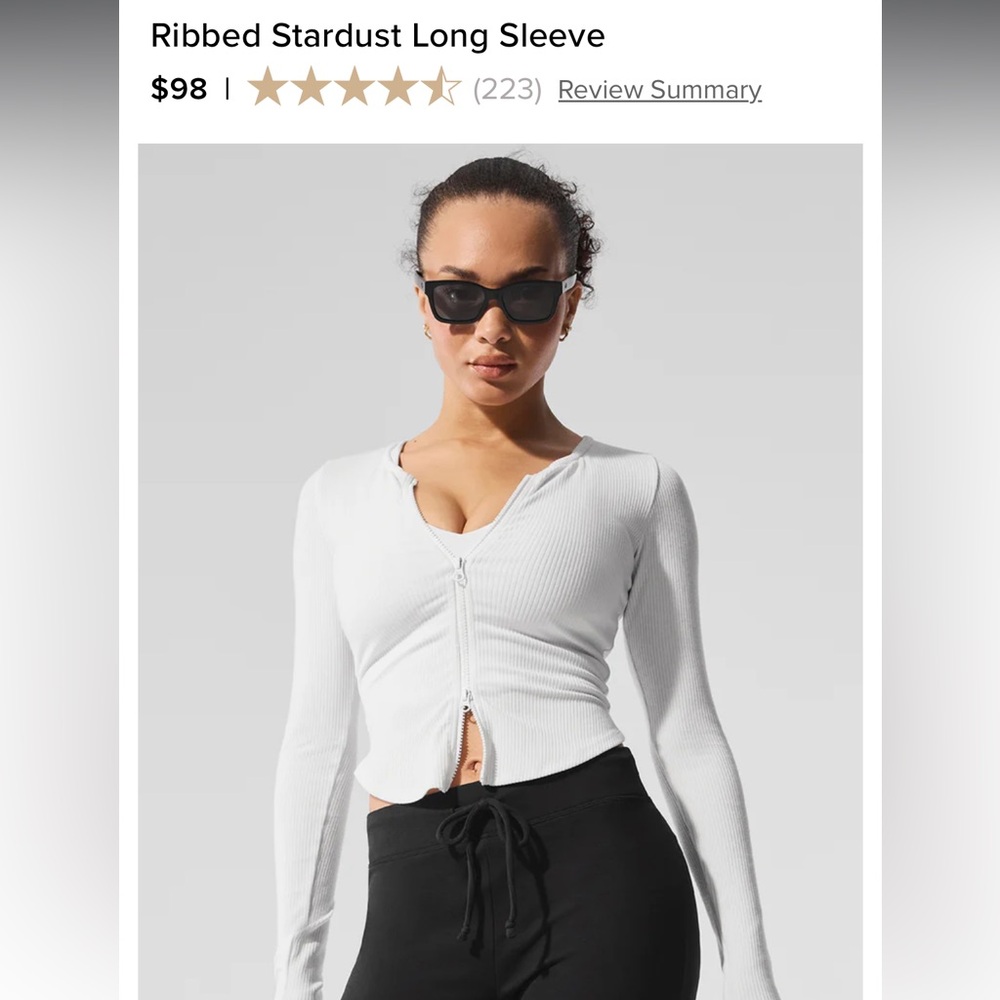 White Ribbed Long Sleeve Top